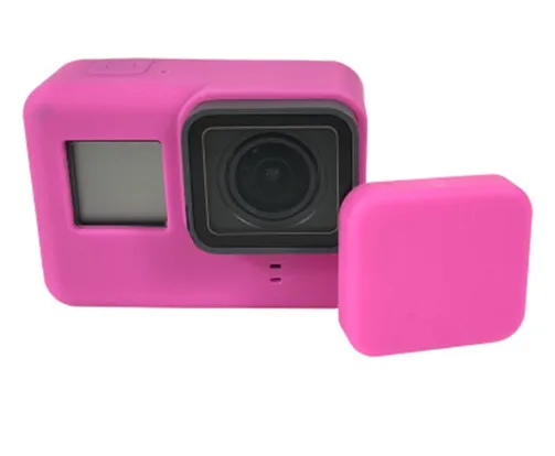Силиконовый чехол-рамка для GoPro, защитный чехол с крышкой для объектива Go Pro Hero 7, черный, 6, 5, набор аксессуаров для экшн-камеры - Цвет: pink-2