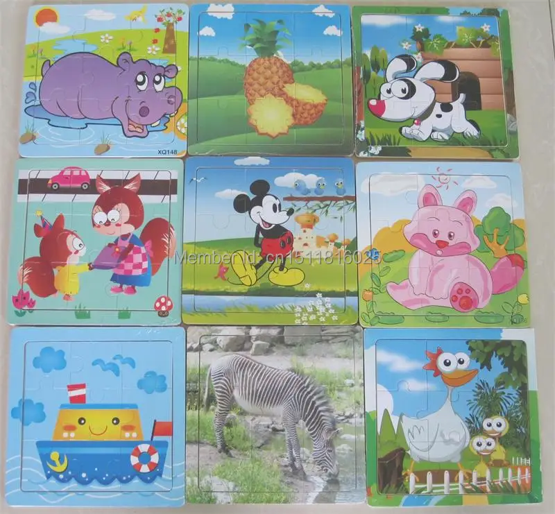 

Eco-friendly Wood Puzzles 9 pieces Different Types Children Jigsaw Puzzle M-FUN-01