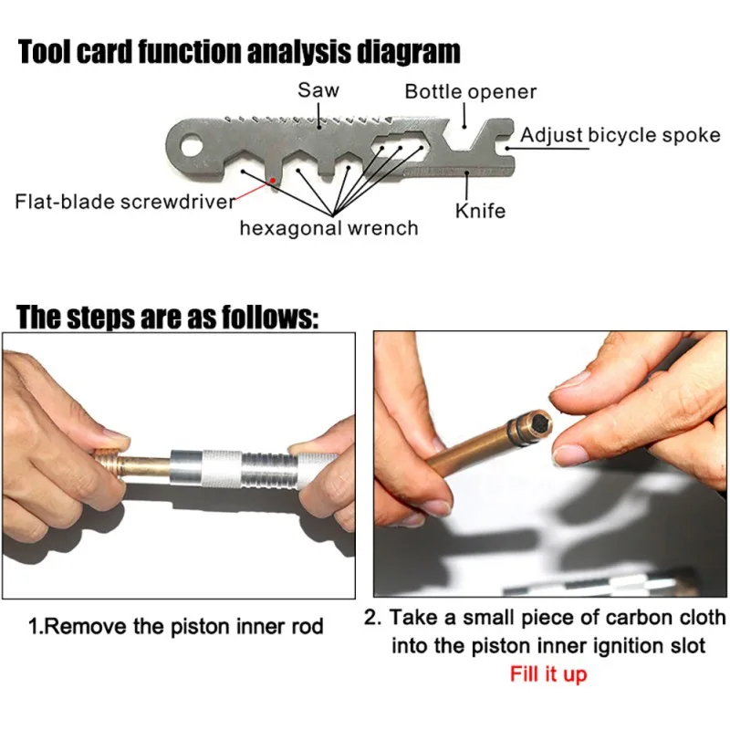 Umbrella Rope Piston Ignition Device Portable Air Compression Igniter Set For Outdoor Survival（Without magnesium rod）