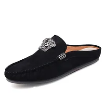 2019 summer Baotou half slippers male England peas shoes no casual shoes lazy sandals half a pair of men's shoes sandals цена 2019 summer Baotou half slippers male England peas shoes no casual shoes lazy sandals half a pair of men's shoes sandals цены онлайн