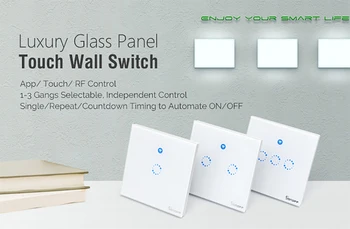 

Sonoff T1 Smart WiFi RF / APP / Touch Control Wall Light Switch 1 /2 /3 Gang 86 Type UK Panel Wall Touch Light Switch Smart Home