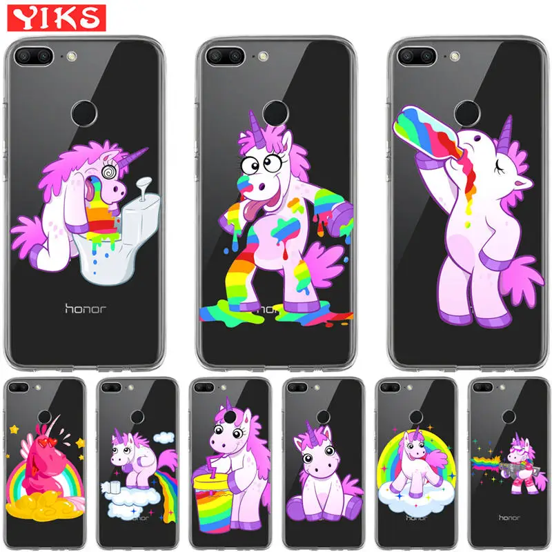 

Luxury cute cartoon unicorn Coque For Huawei Honor 10 9 8 Lite 7 7A 7X 7C Por 6A 6X Silicone Case Cover Fundas Capinha Etui