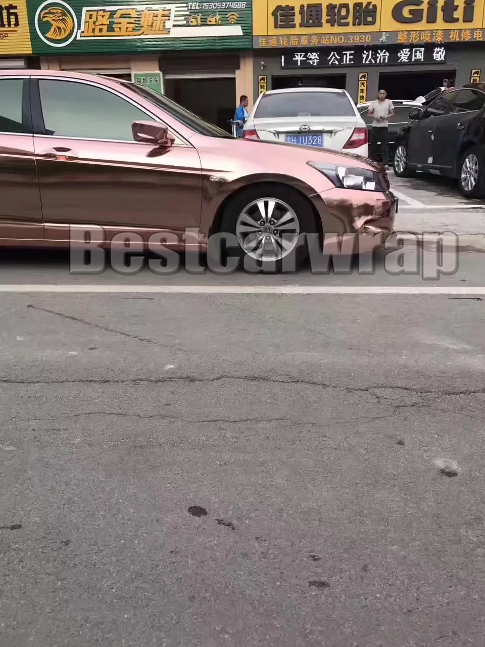 Rose gold stretchable chrome mirror car wrapping film (2)