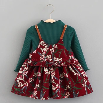

Baby Girl Dress New Autumn Winter Long Sleeve Print Flower Princess Dress Toddler Girl Dresses 2Pcs Kids Clothes Suit