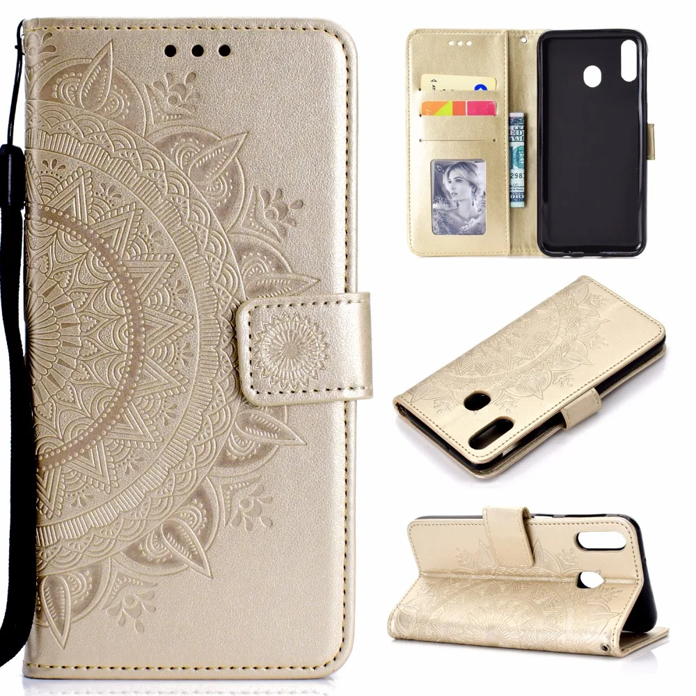 

20pcs/lot Totem Embossing wallet leather cover case for Samsung Galaxy M10 M20 M30 A10 A30 A40 A50 A60/M40 A70 A20E stand case