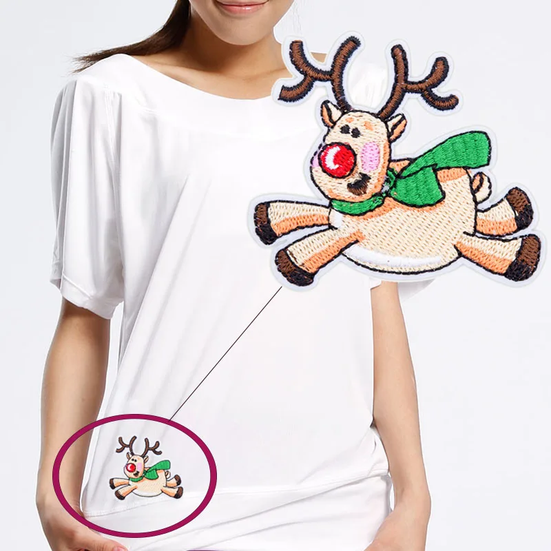 

11pcs/set patches Santa Claus Patch Embroidery Christmas decoration Elk Head Cloth with High-end children Clothing Accessories
