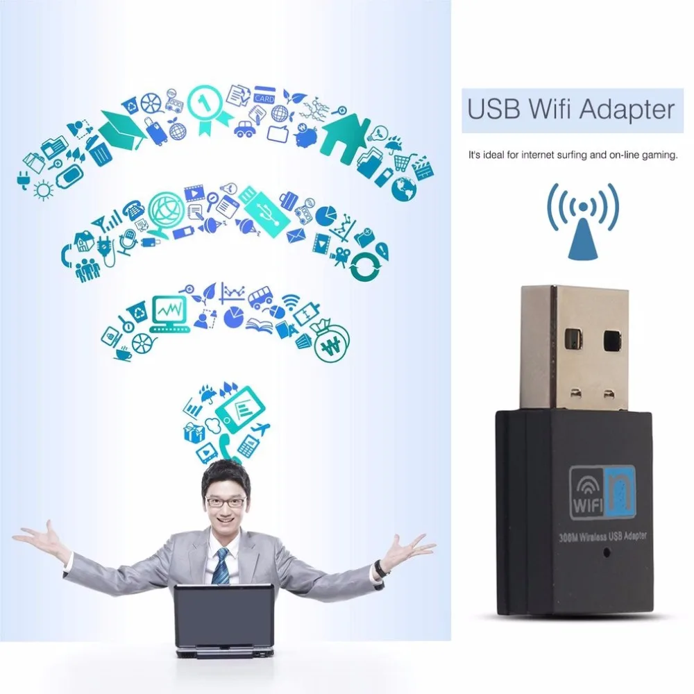 300 Мбит/с мини USB2.0 WiFi адаптер Wi-Fi Dongle Беспроводной LAN сетевой карты 802.11n/g/b WiFi сетевой адаптер для портативных ПК