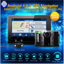 Mejor detector de Radar Del Coche de 7 “Android Navegador GPS detector de Radar DVR cámara 1080 P auto de la cámara Del G-sensor de visión Trasera cámara libre mapa