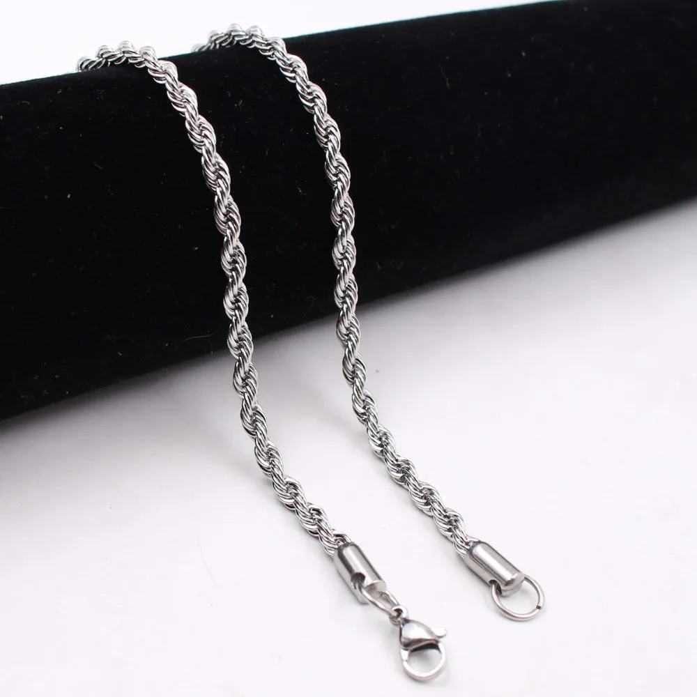 

Best price 100pcs thin 2.4mm 18 inch (45cm) Stainless steel Rope Chain Necklace Silver Color for Women