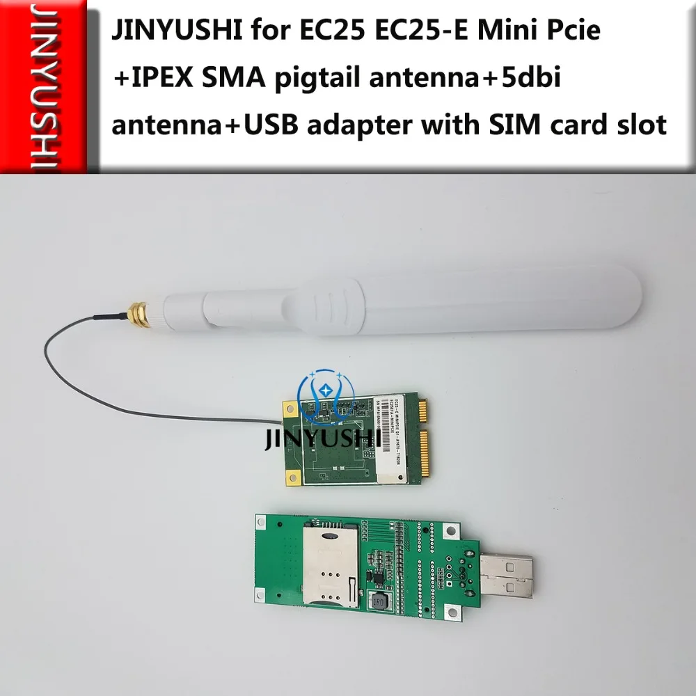 JINYUSHI для EC25 E Mini Pcie + IPEX SMA pigtail 5dbi антенна MINI PCIE к USB адаптеру с слотом SIM карты 4G