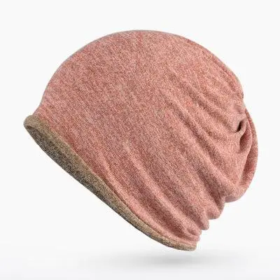 COKK осень без полей для мужчин, Зимние головные уборы для мужчин и женщин Для мужчин s головные уборы Skullies Beanies turban шляпа женская и мужская Кепки капот Chapeu Masculino - Цвет: pink brown