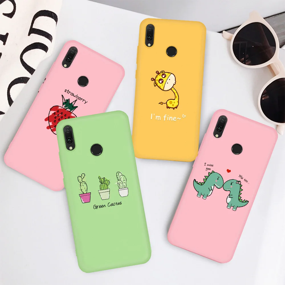 

Lovely Phone Case For Huawei Mate 20 Pro 10 P20 Lite 2019 P30 P20 Pro P10 Lite Animals Plants Pattern Case Candy Color TPU Shell