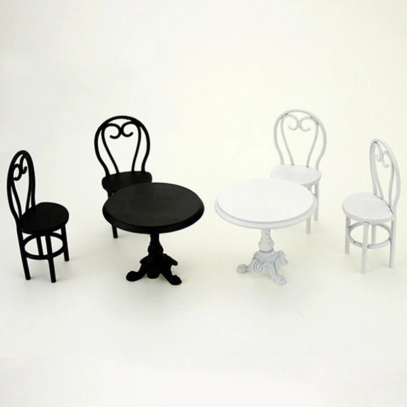 

Mini Metal Dining Table Chair Set Simulation Furniture Model Toys for Doll House Decoration 1/12 Dollhouse Miniature Accessories