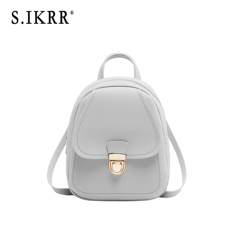 S.IKRR Women PU Small Backpack Waterproof New Brand Designer Shoulder Bag Female Daypack Travel bags Solid Mini Casual Bags