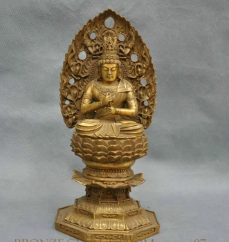 

10'' China India Shakyamuni Buddha Seat Lotus Bronze Statue R0712 35%