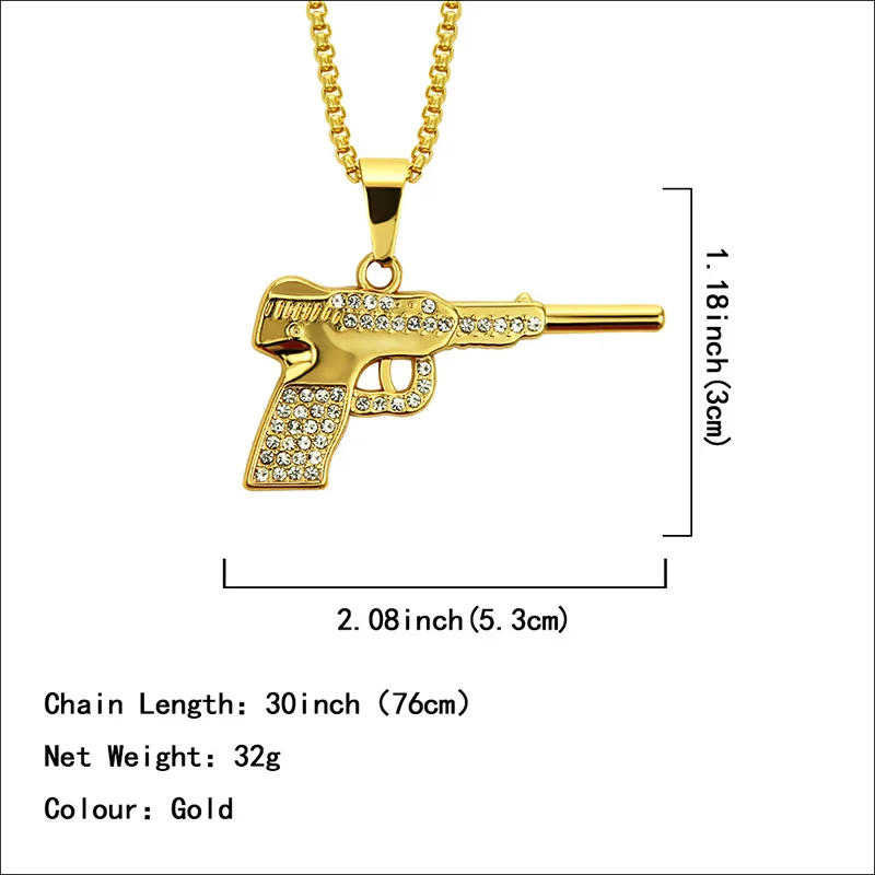 Персонализированные ожерелья с подвеской из сплава AK47 с пистолетом, длинная цепочка со стразами, серебряное золотое ожерелье для женщин и мужчин, ювелирные изделия в стиле хип-хоп - Окраска металла: N055