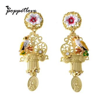 

2018 NEW Vintage Special Bird gold Earrings Grain Earring Fashion Women Hollow Ear jewelry