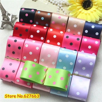 

38mm polka dots printed satin ribbon mixed colors for headband diy hair band wholesale