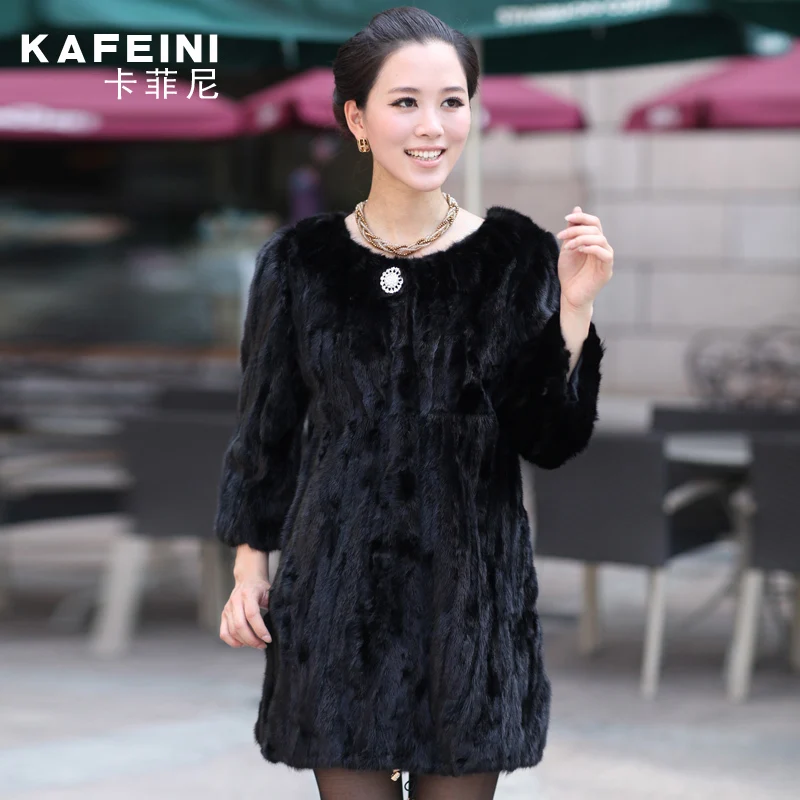 Luxury Winter Women s Genuine Natural Spliced Mink Fur Coat Jacket O Neck Lady Warm Outerwear