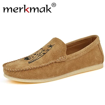 

Merkmak Pig Skin Leather Shoes Fashion Animal Pattern Casual Shoes Breathable Wear-resistant Summer Flat Footwear Male Shoes