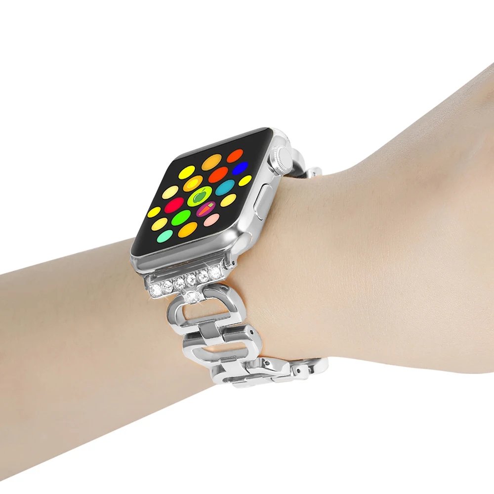 

Link Bracelet Strap For Apple Watch Band 4/3 38mm 44mm iWatch Band 42mm 40mm Luminescence Handmade Women Watch Band Clock Wrist