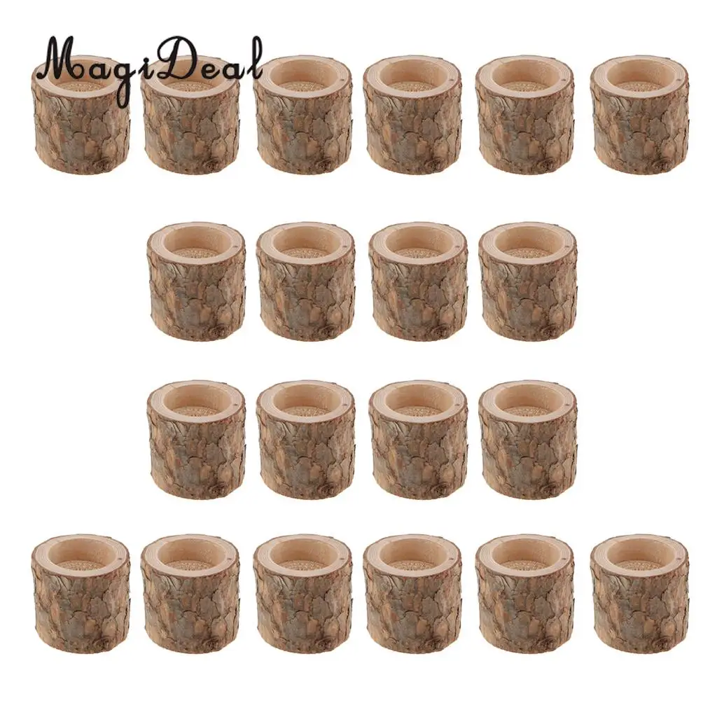 20pcs Natural Tree Branch Stump Wooden Candle Holder Tea Light Holder For Candlelight Dinner Decora 5x5x5cm