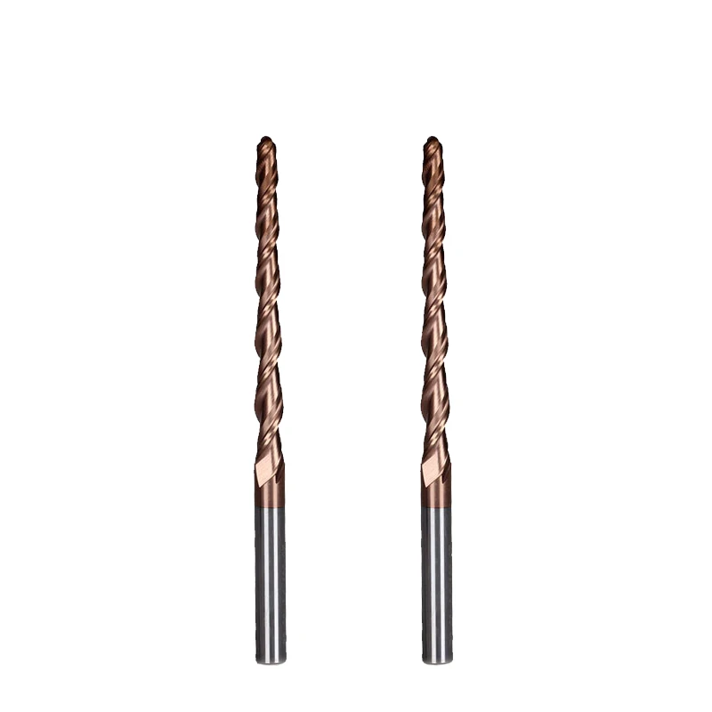 

HRC55 R2.0*D6*60*100L*2F Tungsten solid carbide Coated Tapered Ball Nose End Mills taper and cone endmills