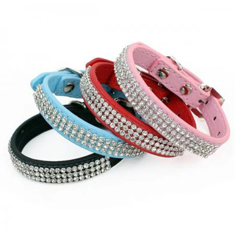 Buy 1Set Bling Rhinestone Small Puppy Pet Dog Collars