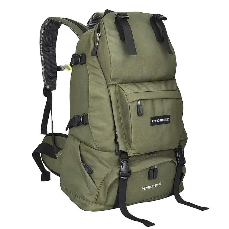 Army Green UTOBEST спортивный военный тактический альпинистский рюкзак походный рюкзак дорожная сумка с дождевиком 60л - Цвет: Army Green
