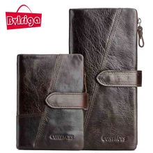 BVLRIGA Véritable en cuir hommes portefeuilles vintage célèbre marque titulaire de la carte Bourse sac Coin Poches fermeture éclair longue d’embrayage de haute qualité