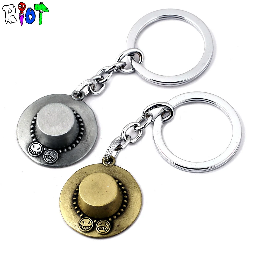 Anime One Piece ACE cat keychain alloy Car Pendant metal Hang buckle