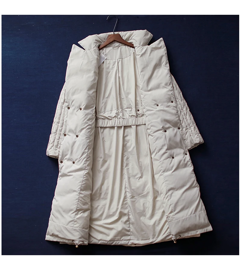 Зимнее модное Брендовое двубортное очень длинное пуховое пальто, женские элегантные теплые пуховые парки в стиле ретро, wq695, Прямая поставка
