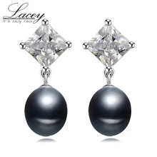 Fashion natural pearl earrings for women,925 Sterling Silver drop earrings jewelry,real black Pearl Earrings lotus fun moment real 925 sterling silver natural blue stone fashion jewelry cute hollow out honeybee dangle earrings for women