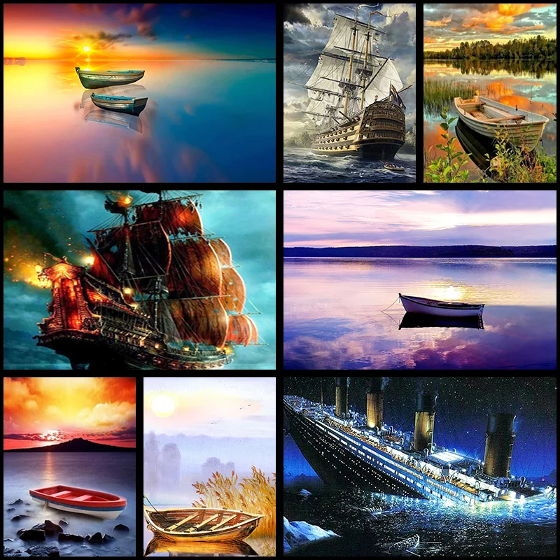 

full Diamond Painting DIY 5D Diamond Embroidered Scenic Sailboatsea sailing Cross-stitch Mosaic Home Decor