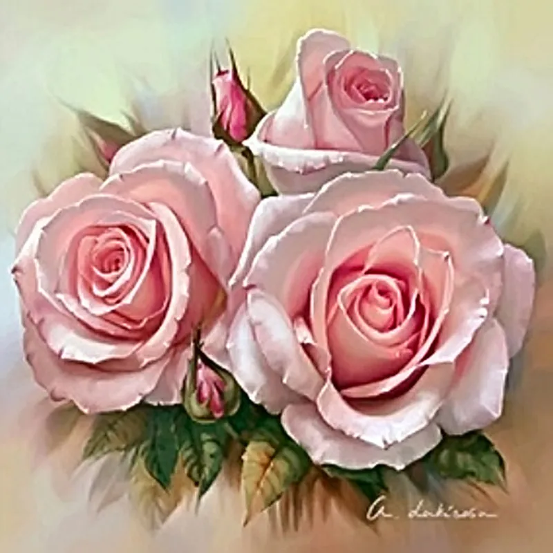 

5D DIY Diamond Painting Pink Rose Cross Stitch Full Round Drill Diamond Embroidery Flowers Diamond Mosaic Home Decor Gift