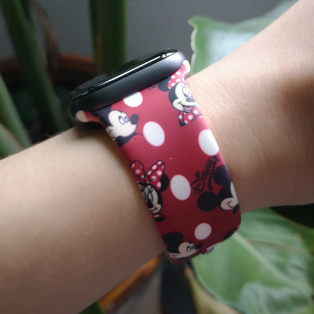 

Cartoon Mickey Soft Silicone Band for Apple Watch 38mm 40mm 42mm 44mm Women Men Sport Replacement Band for Apple Watch 4 3 2 1