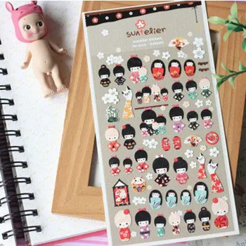 

2packs Cute Japanese Doll Paper Sticker DIY Scrapbook Notebook Phone Decor Seal Sticker Lovely Cartoon Girl Stationery Stickers