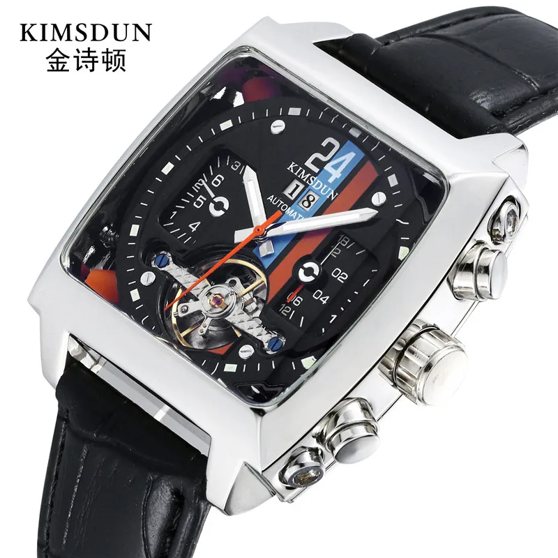 

Tourbillon Automatic Mechanical Chronograph Men Leather Watchd Skeleton Mens Watches Brand Luxury Sport Business Clocks