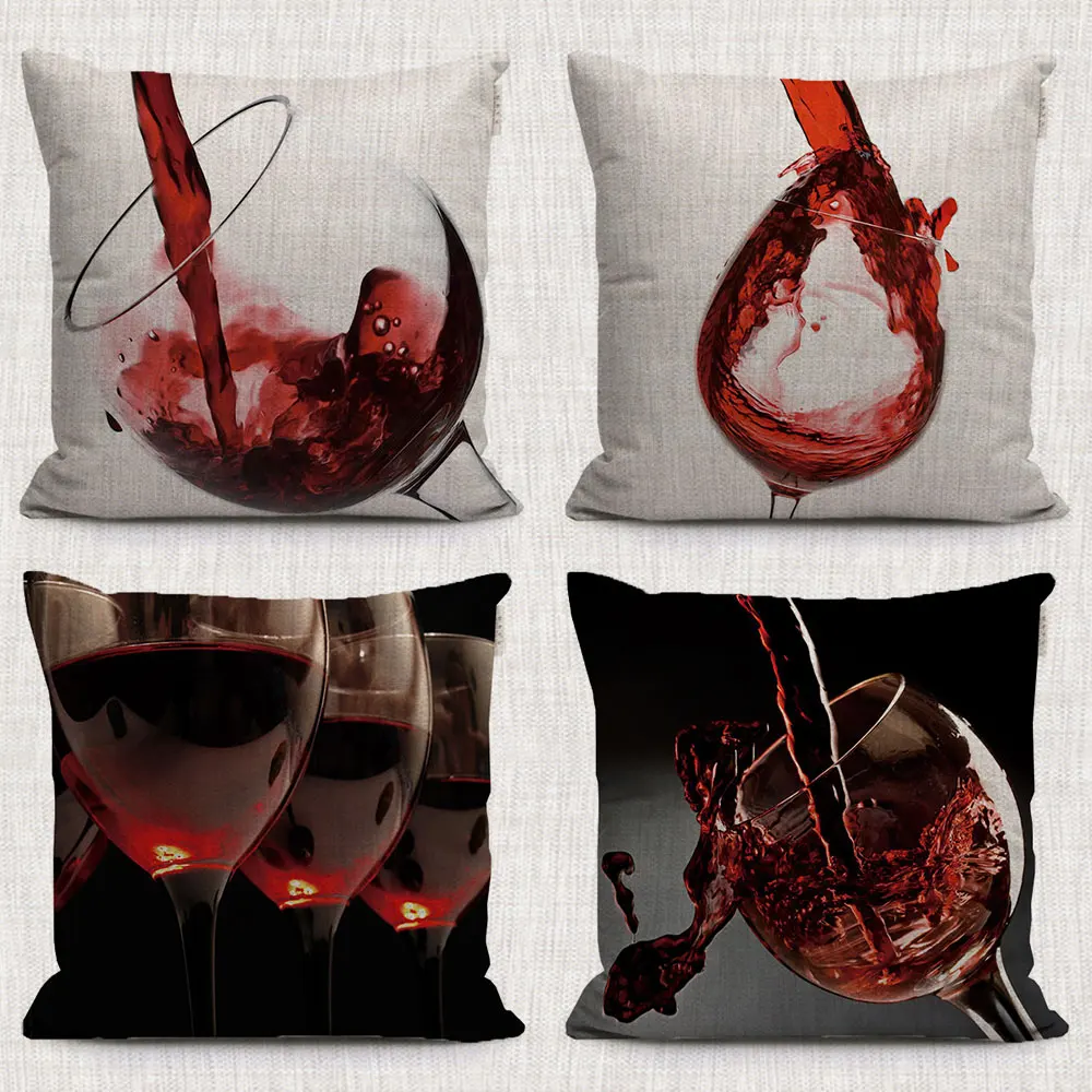 romantic Red wine pillows cushion cases decor Rose red stripe pattern