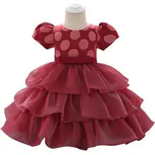 1 год, праздничное платье для дня рождения, одежда для малышей платья для девочек многослойное платье в крупный горошек для девочек костюм принцессы Одежда для младенцев