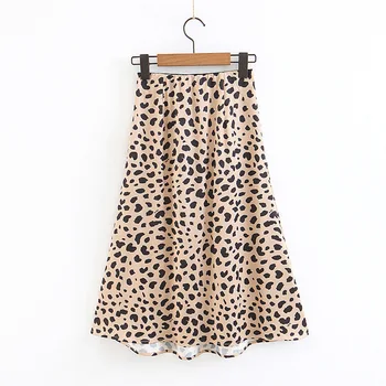 

2019 Leopard print high waist skirts womens vintage bohemian korean style streetwear a line midi skirt Summer Floral