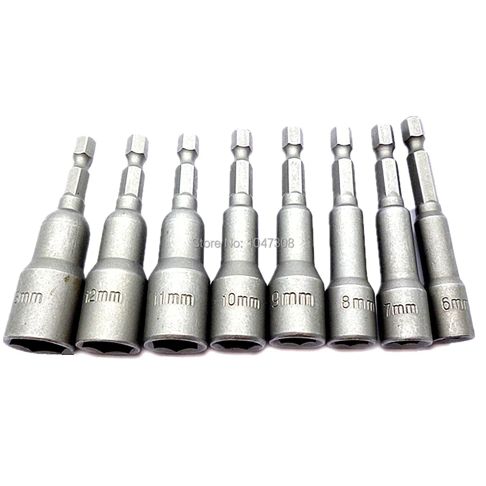 

8pcs Magnetic Nut Driver Bit 1/4" Hex Shank Socket Bit Adapter Power Drill Bit Holder Setter 6mm 7mm 8mm 9mm 10mm 11mm 12mm 13mm