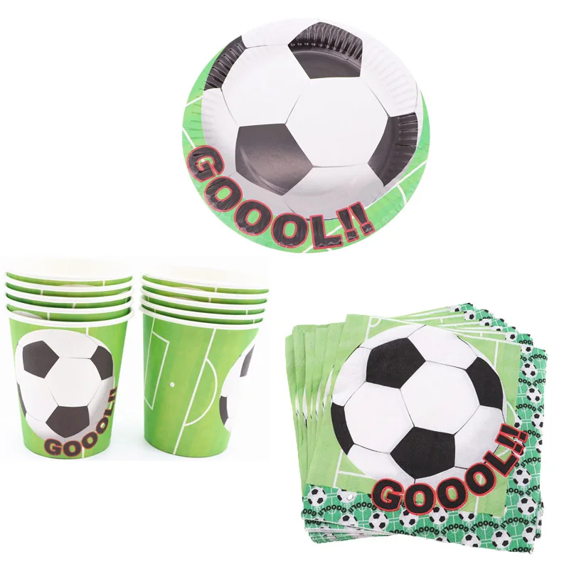 

40pcs/lot Cartoon Football Disposable tableware Cup Plate Napkins birthday Wedding decoration supplies for baby shower