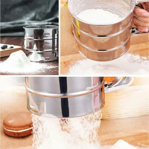 New Stainless Steel Flour Sifter Sieve Filter Baking Icing Sugar Powder Strainer Potable Bakeware | Дом и сад