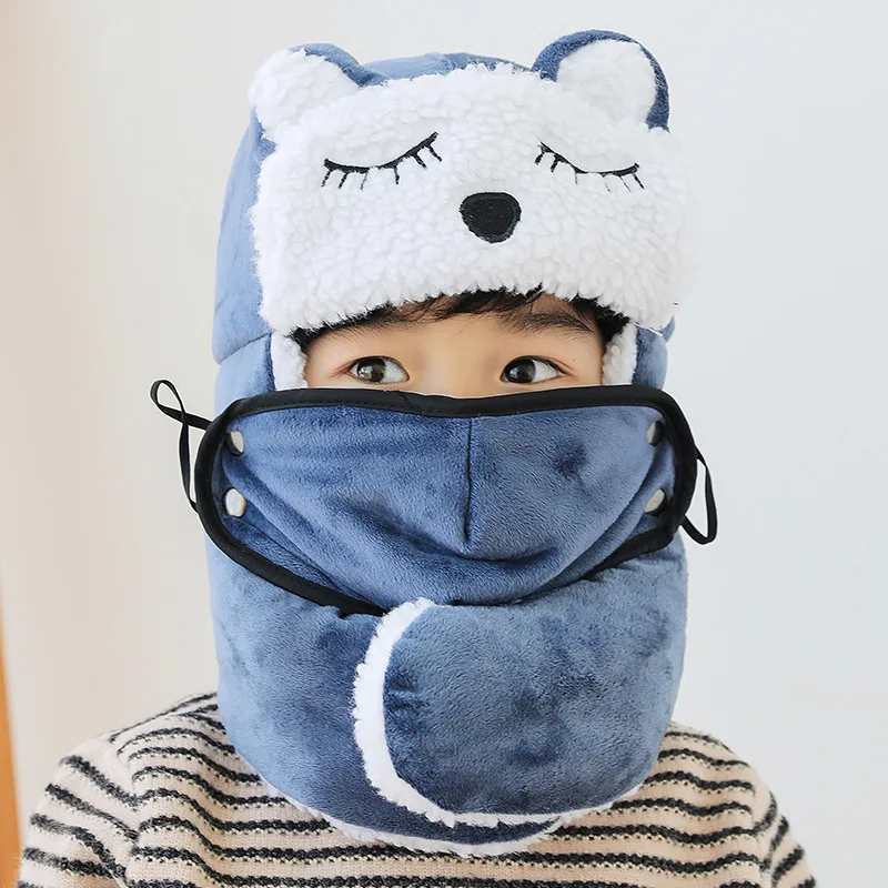 Kids Boys Girls Knitted Winter Balaclava Face Cover Outdoor Ski Mask Hat Scarf