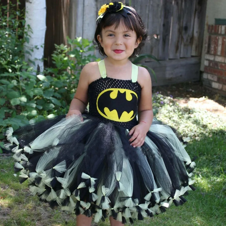 Обувь для девочек Бэтмен платье-пачка супер герой вдохновил платье Бэтмен Супермен персонажа Туту платье Хэллоуин реквизит для фотосессии