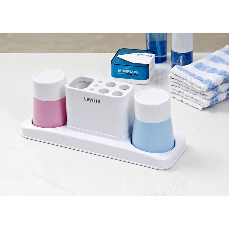 High Quality 3Pcs/Set Plastic Bathroom Set Accessories Tumbler Toothpaste Toothbrush Holder Supplies Wash Storage Rack
