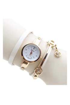 

YCYS!New Brand Luxury Watches Women Gold Bracelet Watch Dress Female White PU Leather Electronic Quartz Wristwatches