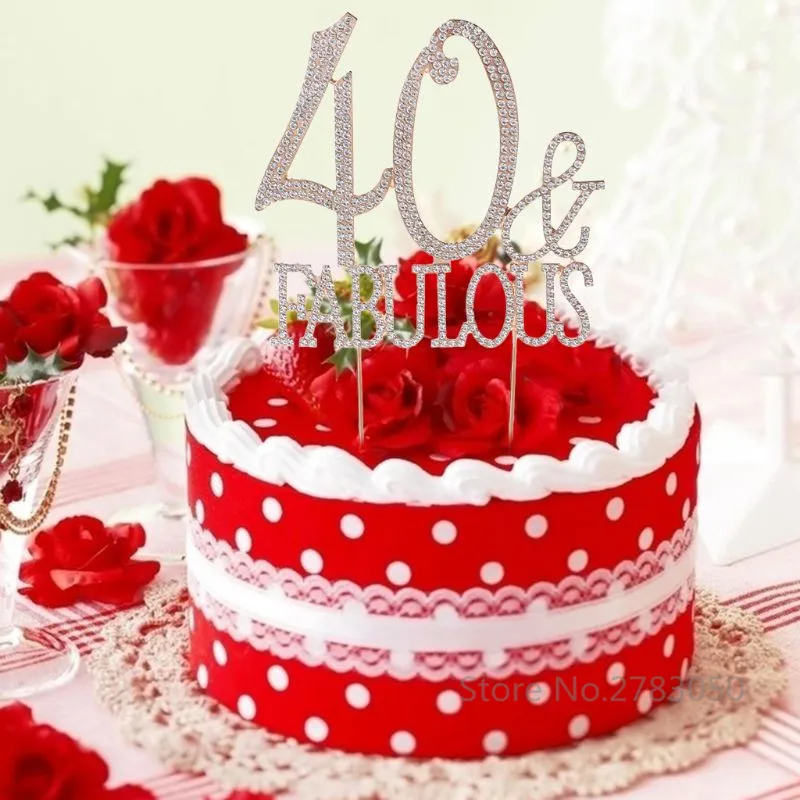 40 50 Fabulous 40th 50th Birthday Cake Topper Number Crystal