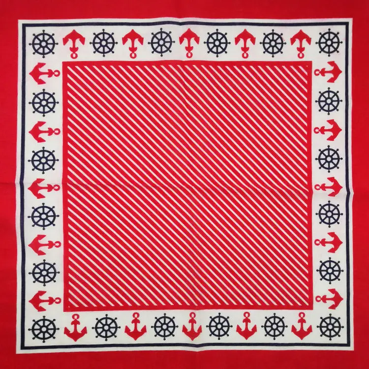 Hip Hop Punk Cotton Anchor Twill Red Bandana Head Wrap Headwear Wrist Band Bandanas Band Headtie Square Scarf for Mens Womens mens red scarf